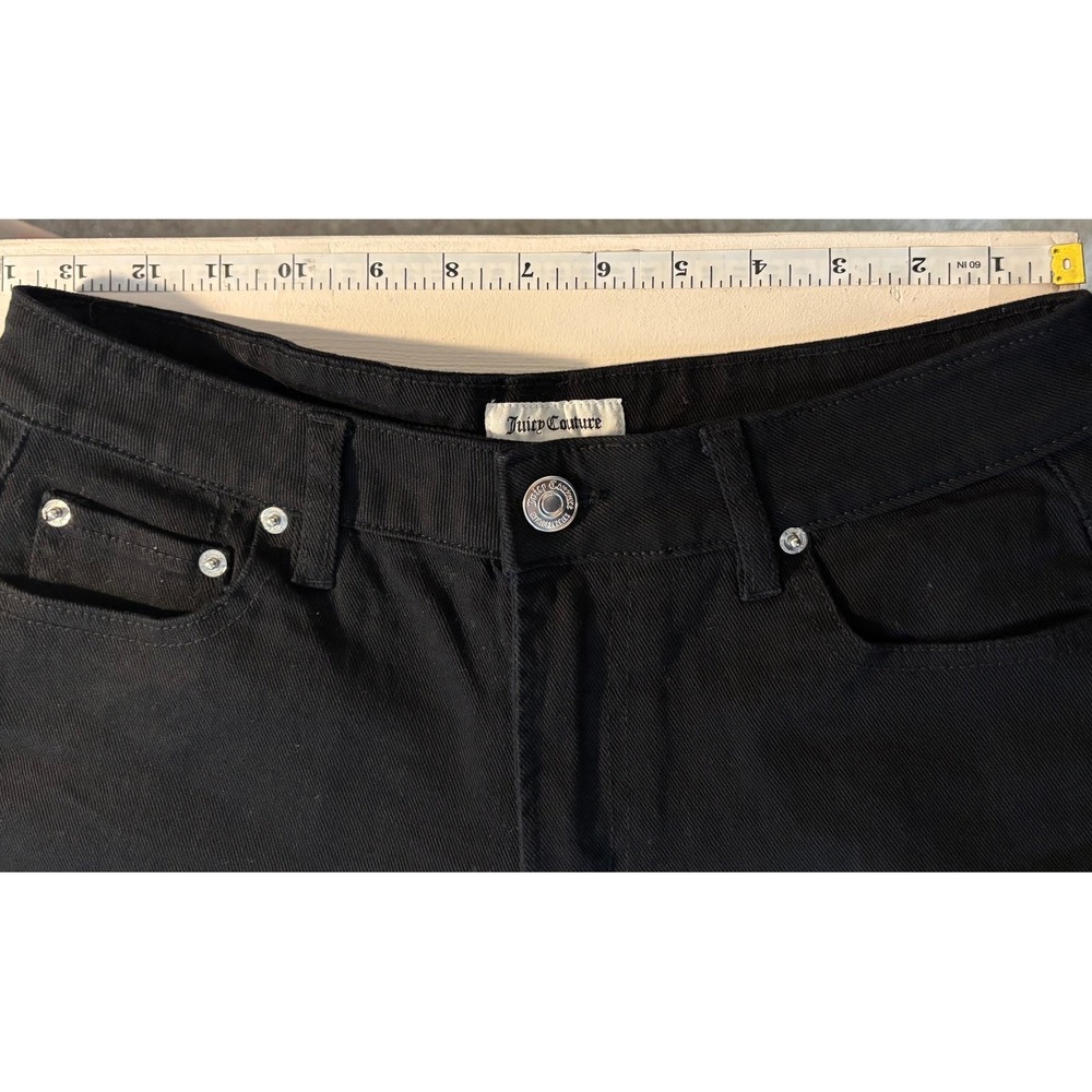 NEW! Juicy‎ Couture Black Denim Shorts Womens Size 6 Mid Rise Stretch 3" inseam - Picture 5 of 7